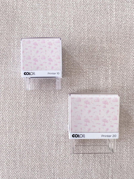 Pink Toile de Jouy - Personalised Self Inking Stamp