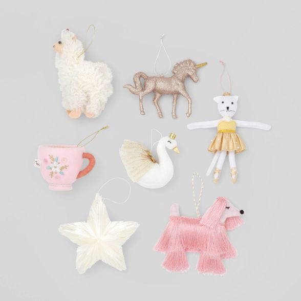 Frosted Pink Christmas Ornament Set