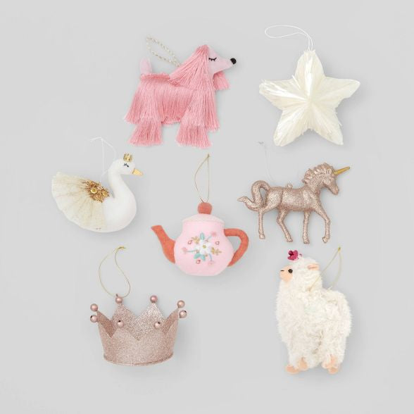 Frosted Pink Christmas Ornament Set